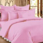 Baby Pink Satin Pure Cotton King Size Bedsheet with 2 Pillow Covers