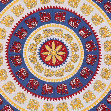Animal Print blue circle Jaipuri Bedsheets