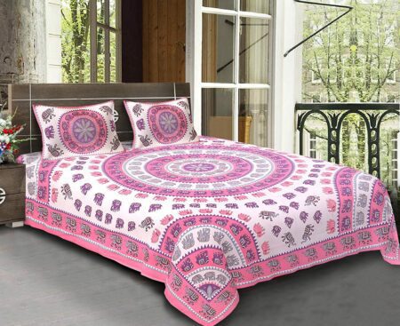 Animal Print pink color Jaipuri Bedsheets