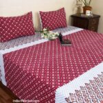 Beautiful Red Floral Jaal Print King Size Bedsheet (108×108)