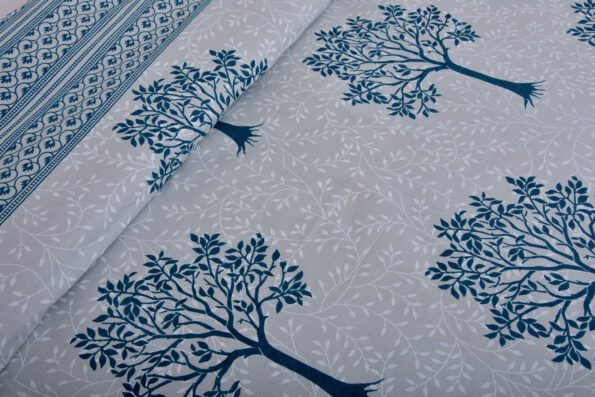 Blue Print Multi Tree Print Super Fine Cotton King Size Double Bed Sheet Lookout