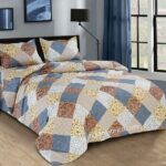 Twill Multicolor Floral Geometric King Size Bedsheet with 2 Pillow Cover Set
