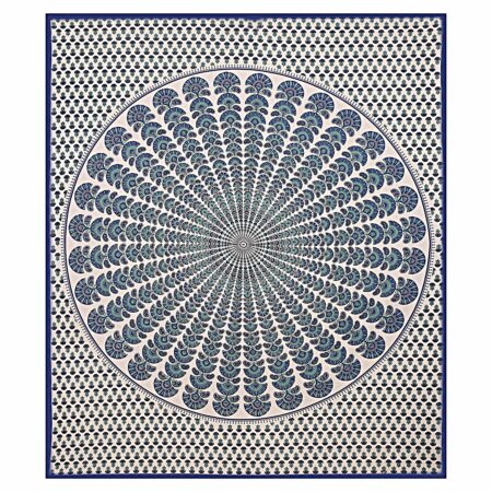 Blue Mandala Tapestry King Size Pure Cotton Double Bedsheet Full view