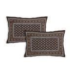 Brown Dabu Motif Print Diwan Size Bedsheet with 2 Pillow Covers