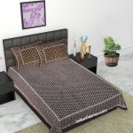 Brown Dabu Motif Print Diwan Size Bedsheet with 2 Pillow Covers