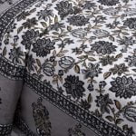Ethnic Jaipuri Grey Flowery Print Double Bed Sheet