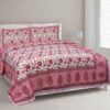 Ethnic Jaipuri Pink Flowery Print Double Bed Sheet
