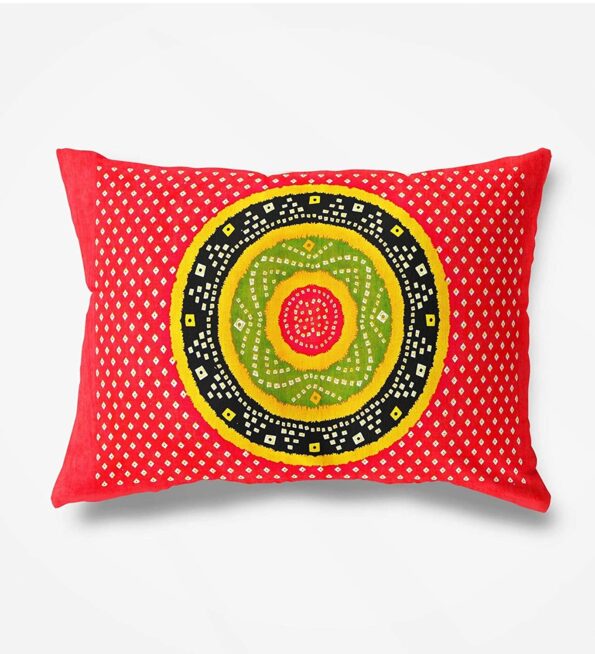 Traditional Sanganeri Bandhej Print Red Color King Size Pure Cotton Double Bedsheet Pillow
