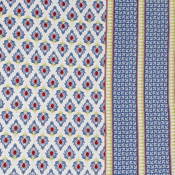 Traditional Sanganeri Print Brown Floral Design King Size Double Bed Sheet Closeup