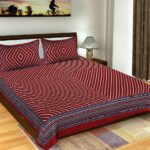 Traditional Sanganeri Print Dark Red Color Pure Cotton Double Bedsheet