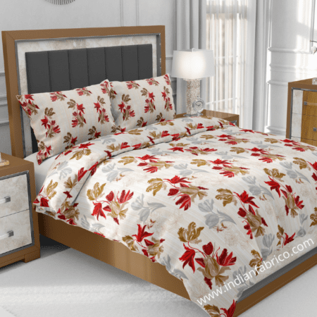 Beautiful Red Aroma Floral Jumbo Size Bedsheet