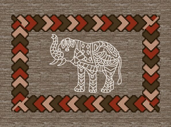 Brown Color Elephant Print Giza Cotton Double BedSheet Pillow Cover