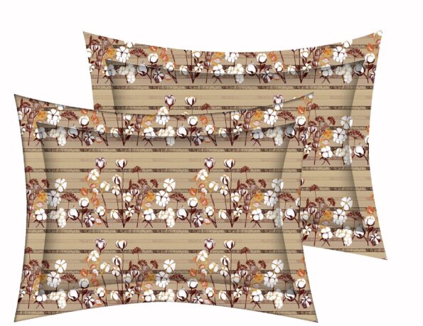 Brown Floral Charm King Size Bedsheet Pillow