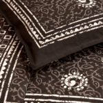 Indigo Dark Brown Color Square Border Double Bedsheet