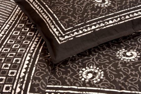 Dark Brown Color Square Border King Size Bedsheet Pillow