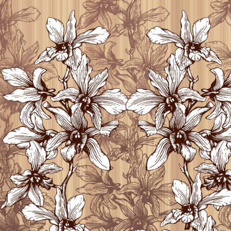 Dark Brown Manjari Tulsi Floral King Size Bedsheet Closeup