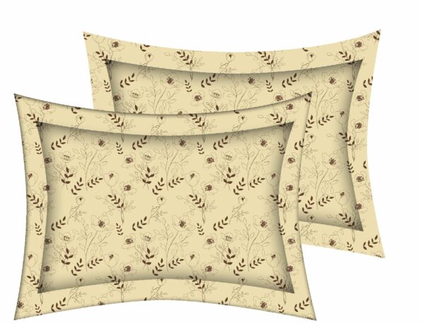 Dark Brown Manjari Tulsi Floral King Size Bedsheet Pillow