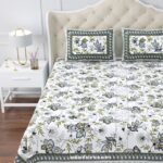 Dark Grey Manjari Floral Jumbo Size Bedsheet