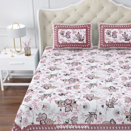 Dark Pink Manjari Floral Jumbo Size Bedsheet
