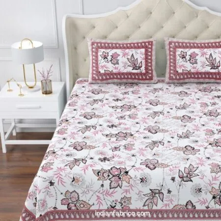 Dark Pink Manjari Floral Jumbo Size Bedsheet
