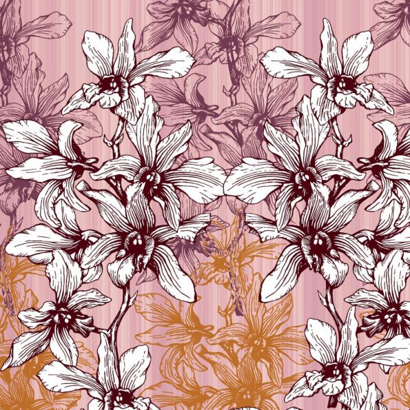 Dark Pink Manjari Tulsi Floral King Size Bedsheet Closeup