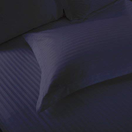 Solid Dark Navy Blue Satin Pure Cotton King Size Bedsheet with 2 Pillows