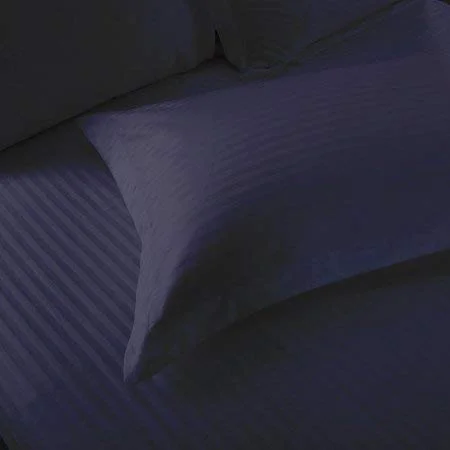 Solid Dark Navy Blue Satin Pure Cotton King Size Bedsheet with 2 Pillows