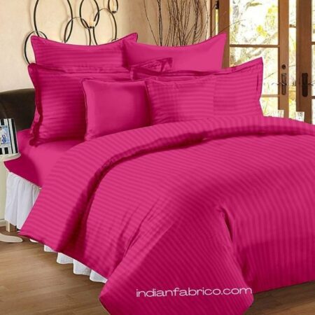 Solid Dark Pink Satin Pure Cotton King Size Bedsheet with 2 Pillow Covers
