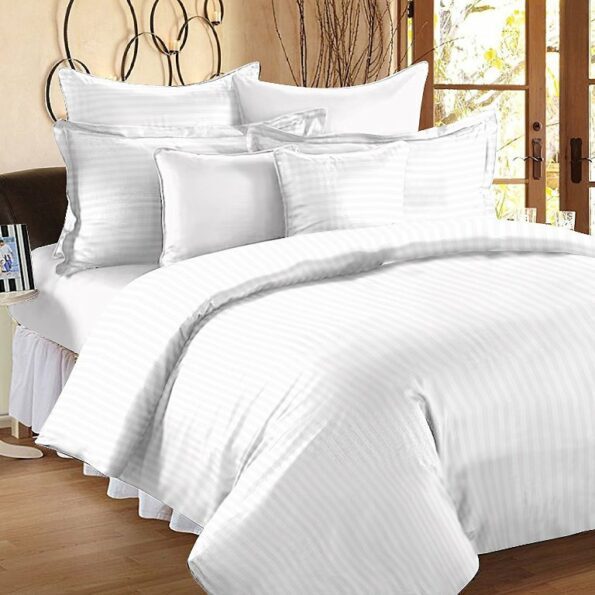 Solid White Satin Pure Cotton King Size Bedsheet with 2 Pillow Covers