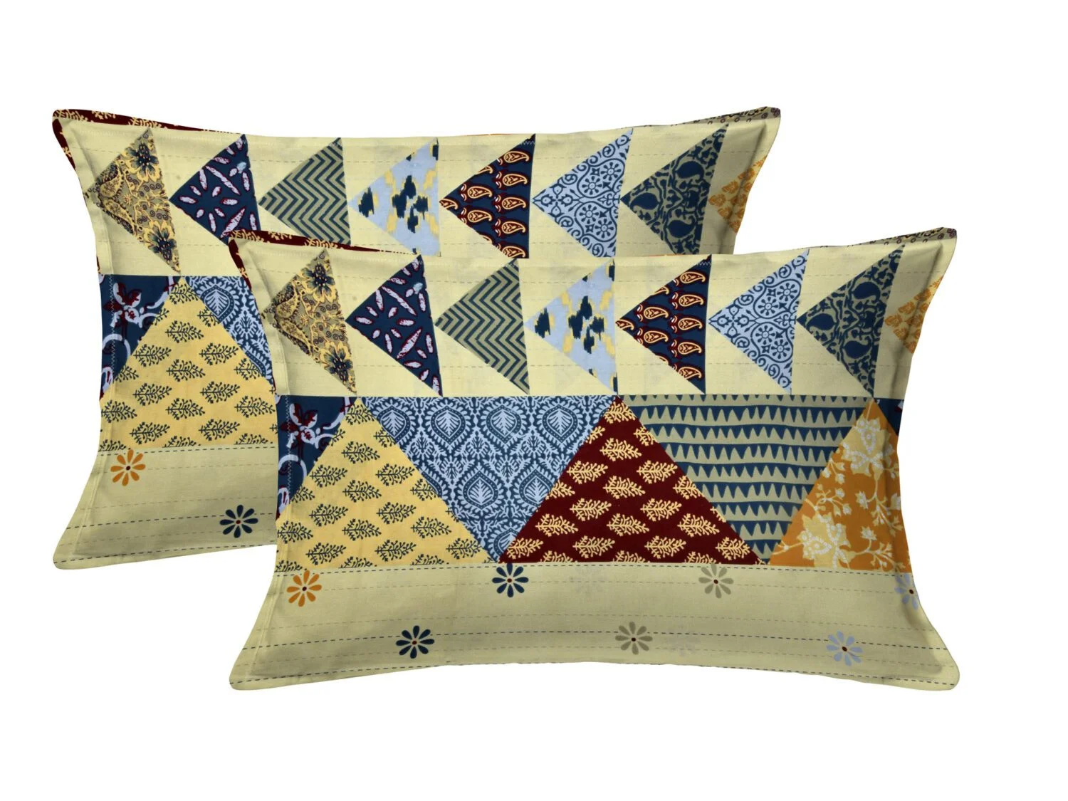 Barmeri Print Triangle Shape King Size Bedsheet Pillow Covers