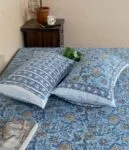 Beautiful Blue Base Floral King Size Bedsheet with Two Pillow Covers (108×108)