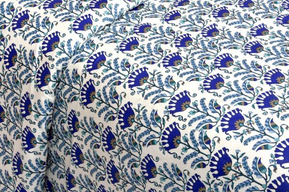 Beautiful Blue Floral Base King Size Bedsheet Side view