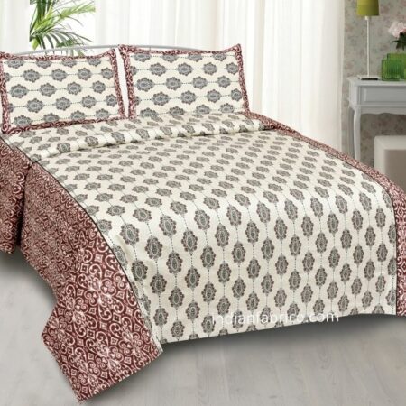 Beautiful Cream Base King Size Bedsheet with Two Pillow Covers