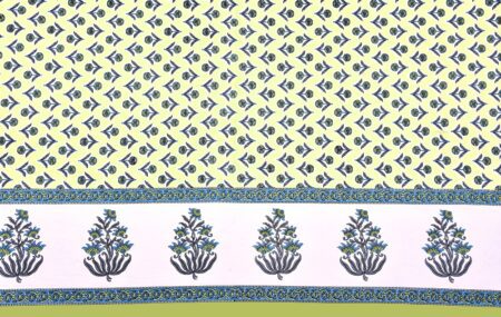 Beautiful Green Base Floral Print Double Bedsheet Closeup