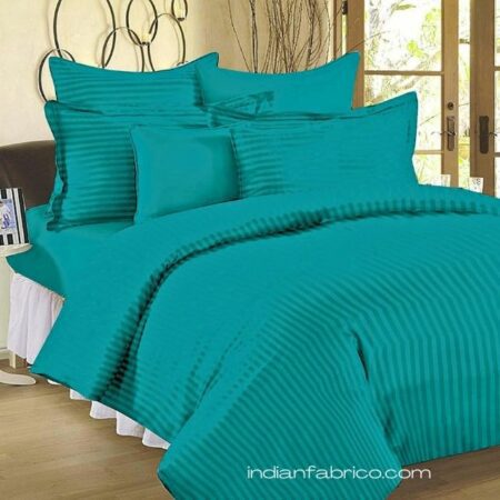 Aqua Turquoise Satin Pure Cotton King Size Bedsheet with 2 Pillow Covers