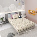 Cream Brown Panda Kids Bedsheet with One Pillow Cover