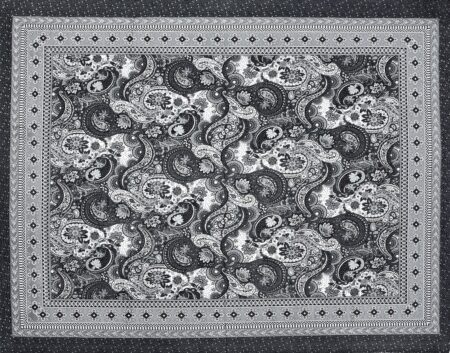 Dark Black Beautiful Floral Print King Size Bedsheet Full View