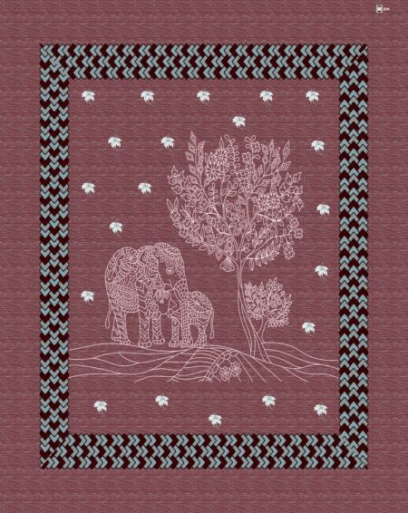 Dark Cherry Giza Cotton Animal Print Single Bedsheet Closeup