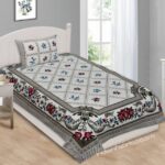 Grey Base Floral Print Single Bedsheet with One Pillow Cover