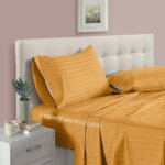 Mustard Gold Satin Pure Cotton King Size Bedsheet with 2 Pillow Covers