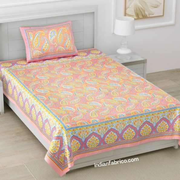 Paisley Floral Pink Base Single Bedsheet