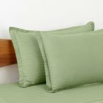 Pista Green Satin Pure Cotton King Size Bedsheet with 2 Pillow Covers
