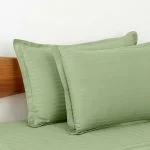 Pista Green Satin Pure Cotton King Size Bedsheet with 2 Pillow Covers