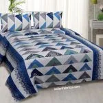 Blue Triangle Shape Printed Double Bed Sheet