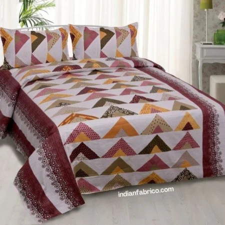 Rosee Triangle Shape Maroon Color Double Bed sheet