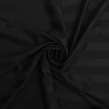 Dark Black Satin Stripe Pure Cotton King Size Bedsheet Closeup