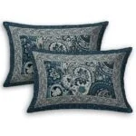 Dark Teal Beautiful Floral Print Double Bedsheet