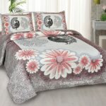 Mayur Vatika Peach Color King Size Bedsheet with 2 Pillow Covers Set