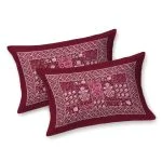 Indigo Jaipuri Cherry Floral Jaal Print Double Bedsheet Pillow Covers