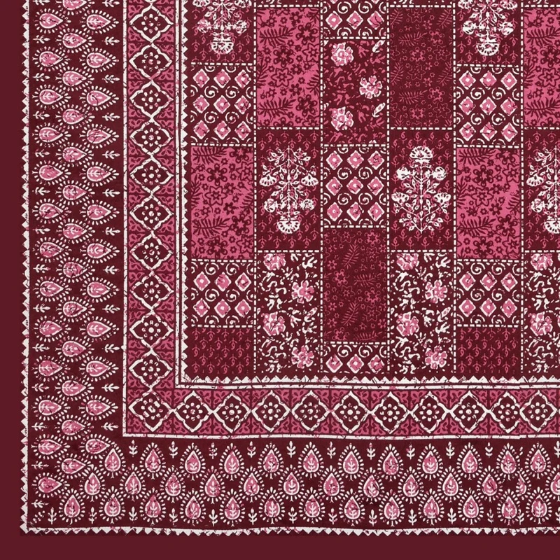 Indigo Jaipuri Cherry Floral Jaal Print Double Bedsheet edges